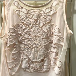 Gorgeous Sheer Blush top with beaded detail top